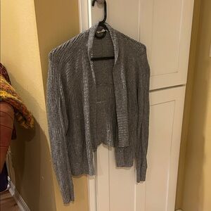 Gray Open-Front Women’s Sweater Cardigan